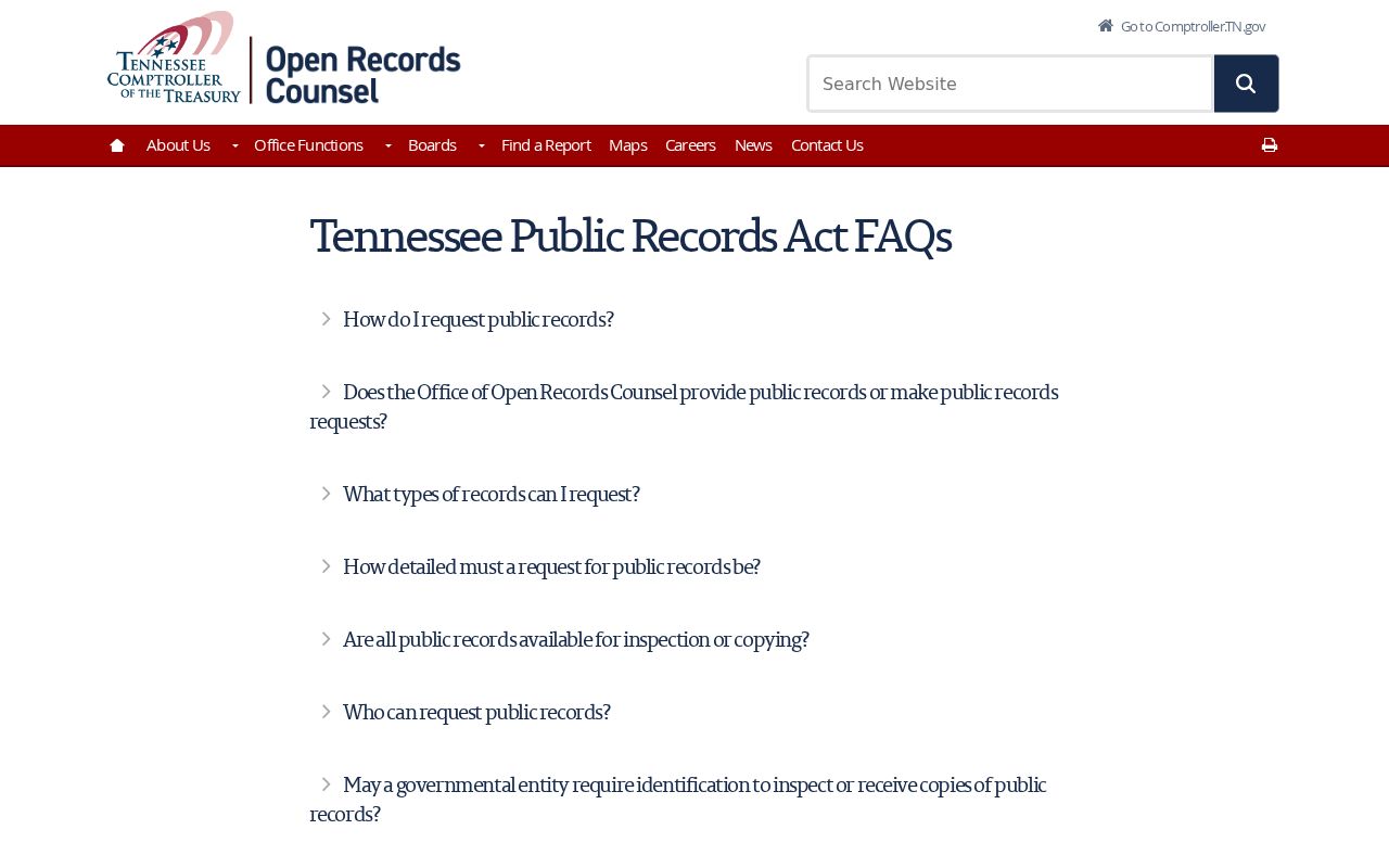 Tennessee Public Records Act guidance for requesting existing records
